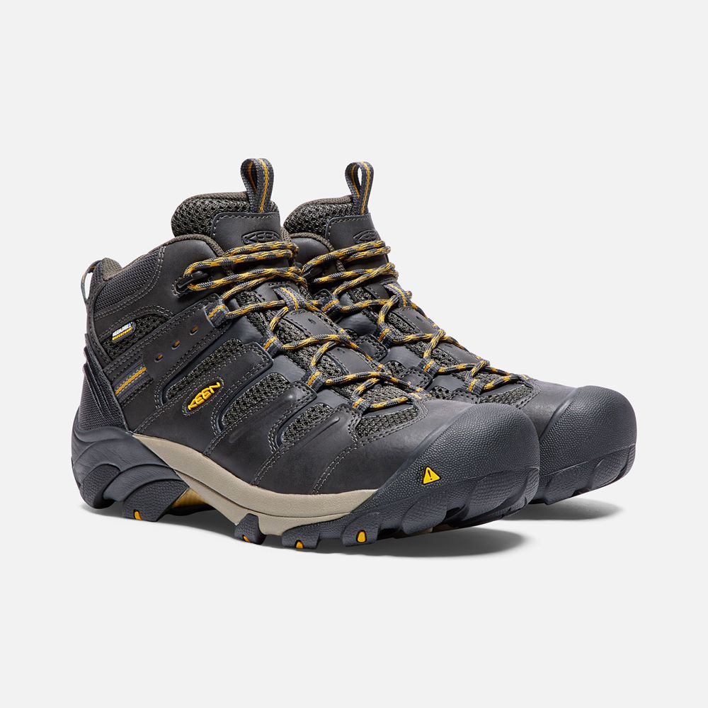 Keen Trekking Bot Erkek Siyah Kahverengi - Lansing Mid Waterproof (Steel Toe) - Türkiye NULH25931